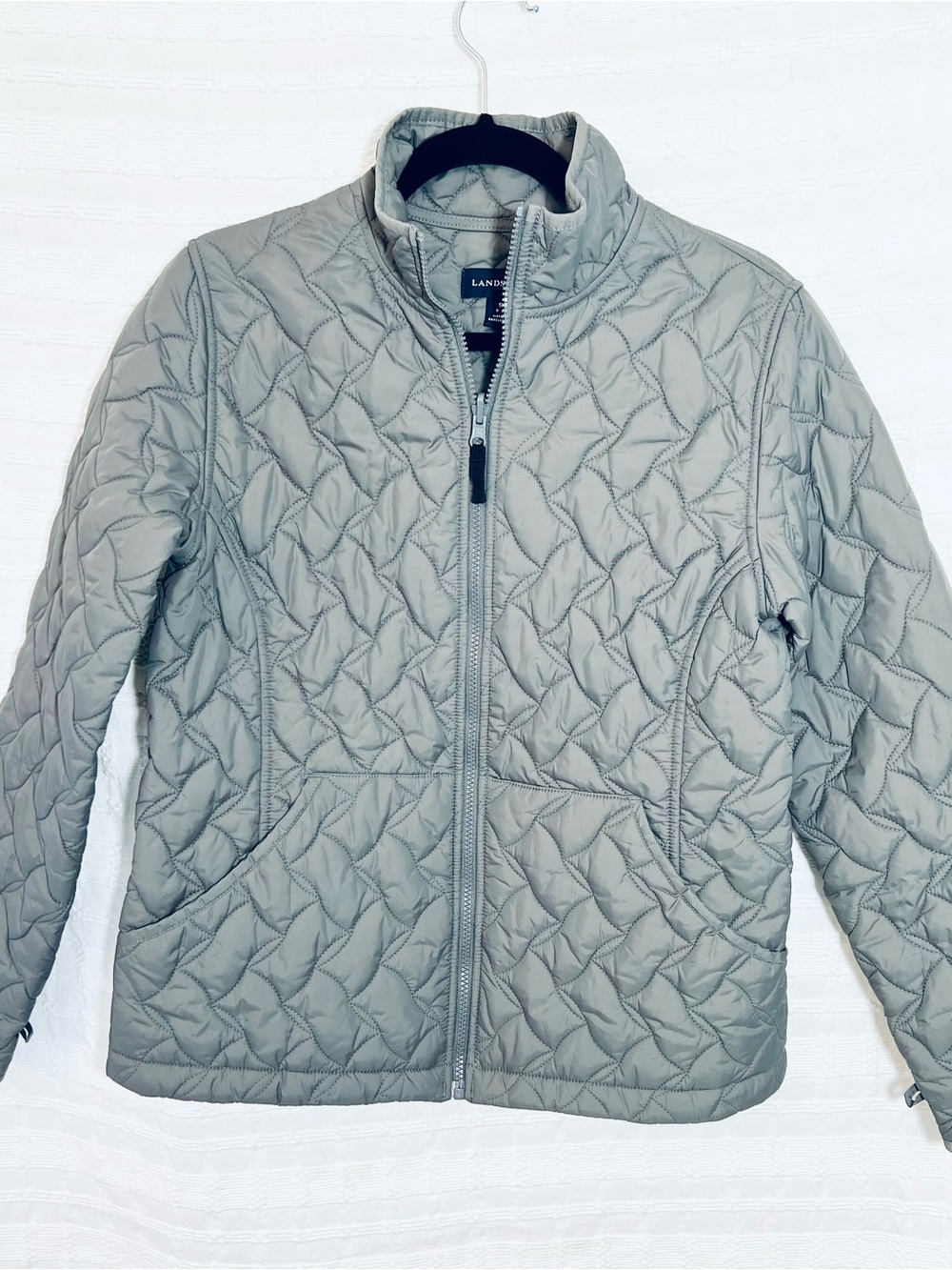 Lands' End Gray Quilted Lightweight Puffer Jacket